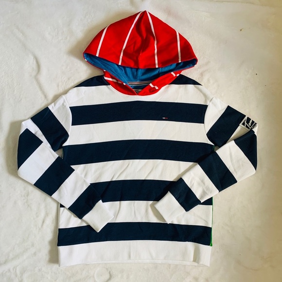Tommy Hilfiger Hoodie Sweatshirt Women Stripe New - Picture 1 of 8